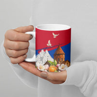 Personalized Armenia Heritage Ceramic Mug Ararat Monastery Rising In Freedom Patriotic Doves
