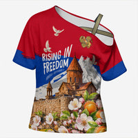 Personalized Armenia Heritage Cross Shoulder Shirt Ararat Monastery Rising In Freedom Patriotic Doves
