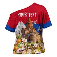 Personalized Armenia Heritage Cross Shoulder Shirt Ararat Monastery Rising In Freedom Patriotic Doves
