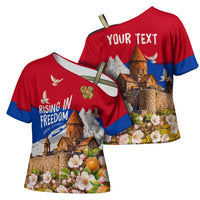 Personalized Armenia Heritage Cross Shoulder Shirt Ararat Monastery Rising In Freedom Patriotic Doves
