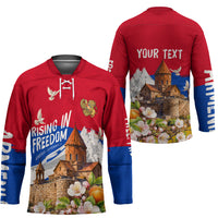 Personalized Armenia Heritage Hockey Jersey Ararat Monastery Rising In Freedom Patriotic Doves