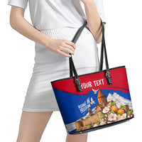 Personalized Armenia Heritage Leather Tote Bag Ararat Monastery Rising In Freedom Patriotic Doves