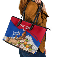 Personalized Armenia Heritage Leather Tote Bag Ararat Monastery Rising In Freedom Patriotic Doves