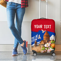 Personalized Armenia Heritage Luggage Cover Ararat Monastery Rising In Freedom Patriotic Doves
