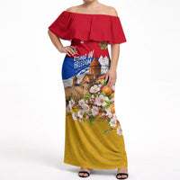 Personalized Armenia Heritage Off Shoulder Maxi Dress Ararat Monastery Rising In Freedom Patriotic Doves