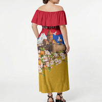 Personalized Armenia Heritage Off Shoulder Maxi Dress Ararat Monastery Rising In Freedom Patriotic Doves