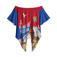 Personalized Armenia Heritage Off Shoulder Wrap Waist Top Ararat Monastery Rising In Freedom Patriotic Doves