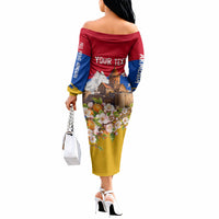 Personalized Armenia Heritage Off The Shoulder Long Sleeve Dress Ararat Monastery Rising In Freedom Patriotic Doves