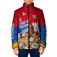 Personalized Armenia Heritage Padded Jacket Ararat Monastery Rising In Freedom Patriotic Doves