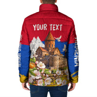 Personalized Armenia Heritage Padded Jacket Ararat Monastery Rising In Freedom Patriotic Doves