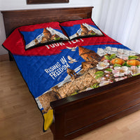 Personalized Armenia Heritage Quilt Bed Set Ararat Monastery Rising In Freedom Patriotic Doves