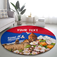 Personalized Armenia Heritage Round Carpet Ararat Monastery Rising In Freedom Patriotic Doves