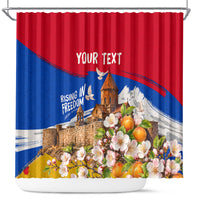 Personalized Armenia Heritage Shower Curtain Ararat Monastery Rising In Freedom Patriotic Doves