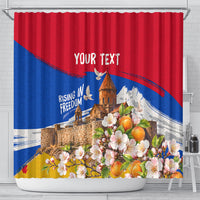 Personalized Armenia Heritage Shower Curtain Ararat Monastery Rising In Freedom Patriotic Doves