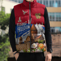 Personalized Armenia Heritage Sleeveless Puffer Jacket Ararat Monastery Rising In Freedom Patriotic Doves
