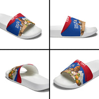 Personalized Armenia Heritage Slide Sandals Ararat Monastery Rising In Freedom Patriotic Doves