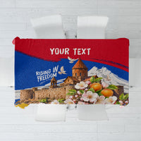 Personalized Armenia Heritage Tablecloth Ararat Monastery Rising In Freedom Patriotic Doves