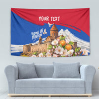 Personalized Armenia Heritage Tapestry Ararat Monastery Rising In Freedom Patriotic Doves