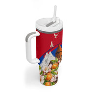 Personalized Armenia Heritage Tumbler With Handle Ararat Monastery Rising In Freedom Patriotic Doves