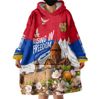 Personalized Armenia Heritage Wearable Blanket Hoodie Ararat Monastery Rising In Freedom Patriotic Doves