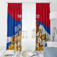 Personalized Armenia Heritage Window Curtain Ararat Monastery Rising In Freedom Patriotic Doves