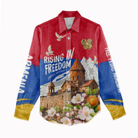 Personalized Armenia Heritage Women Casual Shirt Ararat Monastery Rising In Freedom Patriotic Doves