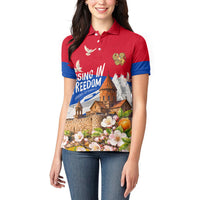 Personalized Armenia Heritage Women Polo Shirt Ararat Monastery Rising In Freedom Patriotic Doves