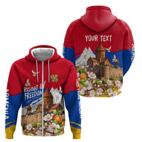 Personalized Armenia Heritage Zip Hoodie Ararat Monastery Rising In Freedom Patriotic Doves