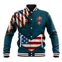 American Flag Skull Baseball Jacket I'm an American I Have The Right To Bear Arms Your Approval Is Not Required - Wonder Print Shop