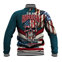 American Flag Skull Baseball Jacket I'm an American I Have The Right To Bear Arms Your Approval Is Not Required - Wonder Print Shop