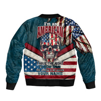 American Flag Skull Bomber Jacket I'm an American I Have The Right To Bear Arms Your Approval Is Not Required - Wonder Print Shop
