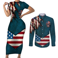 American Flag Skull Couples Matching Short Sleeve Bodycon Dress and Long Sleeve Button Shirts I'm an American I Have The Right To Bear Arms Your Approval Is Not Required - Wonder Print Shop