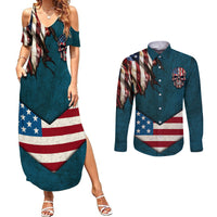 American Flag Skull Couples Matching Summer Maxi Dress and Long Sleeve Button Shirts I'm an American I Have The Right To Bear Arms Your Approval Is Not Required - Wonder Print Shop