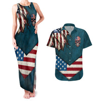 American Flag Skull Couples Matching Tank Maxi Dress and Hawaiian Shirt I'm an American I Have The Right To Bear Arms Your Approval Is Not Required - Wonder Print Shop