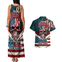 American Flag Skull Couples Matching Tank Maxi Dress and Hawaiian Shirt I'm an American I Have The Right To Bear Arms Your Approval Is Not Required - Wonder Print Shop