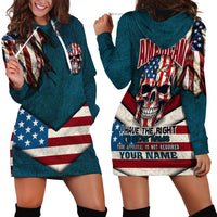 American Flag Skull Hoodie Dress I'm an American I Have The Right To Bear Arms Your Approval Is Not Required - Wonder Print Shop