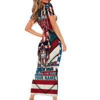 American Flag Skull Short Sleeve Bodycon Dress I'm an American I Have The Right To Bear Arms Your Approval Is Not Required - Wonder Print Shop