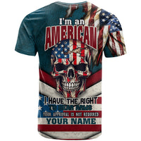 American Flag Skull T Shirt I'm an American I Have The Right To Bear Arms Your Approval Is Not Required - Wonder Print Shop