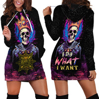 King Skeleton Hoodie Dress I Do What I Want - Wonder Print Shop