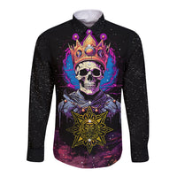 King Skeleton Long Sleeve Button Shirt I Do What I Want - Wonder Print Shop