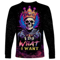 King Skeleton Long Sleeve Shirt I Do What I Want - Wonder Print Shop