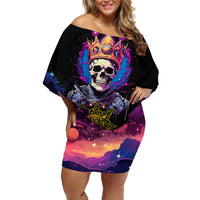 King Skeleton Off Shoulder Short Dress I Do What I Want - Wonder Print Shop