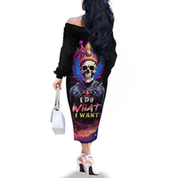 King Skeleton Off The Shoulder Long Sleeve Dress I Do What I Want - Wonder Print Shop