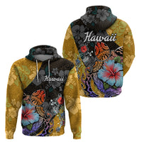 Hawaii Polynesian Hoodie Turtles and Hibiscus Flower Gradient Pattern - Wonder Print Shop