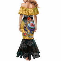 Hawaii Polynesian Mermaid Dress Turtles and Hibiscus Flower Gradient Pattern - Wonder Print Shop