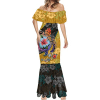 Hawaii Polynesian Mermaid Dress Turtles and Hibiscus Flower Gradient Pattern - Wonder Print Shop