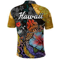 Hawaii Polynesian Polo Shirt Turtles and Hibiscus Flower Gradient Pattern - Wonder Print Shop