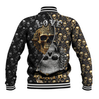 Skull Pattern Baseball Jacket Love and Death - Wonder Print Shop