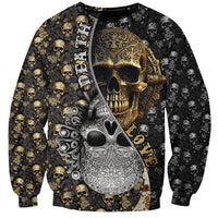 Skull Pattern Sweatshirt Love and Death - Wonder Print Shop