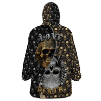 Skull Pattern Wearable Blanket Hoodie Love and Death - Wonder Print Shop